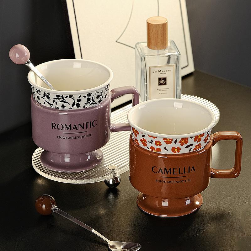 French Mug Exquisite Goblet Office Coffee Cup High Value Ceramic Cup Couple Best Friend Souvenir