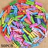 50pcs Mini Colorful Wooden Clip Office Supplies Photo Memo Pin DIY Craft Decoration Clips Length 3.5cm