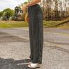 Women's Trousers Solid Color Casual Pocket Loose Elastic Waist Strap Cotton Linen Straight Trousers