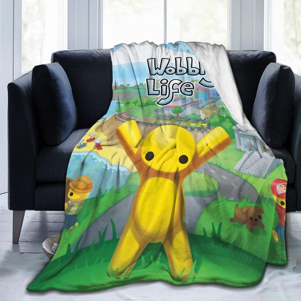 Wobbly Life Sandbox Spiel Korallenfleece Plüsch Überwurf Mode Decke Cartoon Lustig für Bettüberwürfe Gestrickte Mode Decke Büro Warm Atmungsaktiv