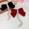 Korean Velvet Bow Hair Pins Fabric Rhinestone Pearl Hair Clips for Women Luxulry Jewelry Spring Clip Girls Hair Accessories