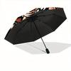 1pc Tiger Flames Automatic Open/close, Heavy-Duty Iron Frame & 8-Rib Structure, Compact Folding Umbrella for Women/Men, All-Season Travel, Halloween a