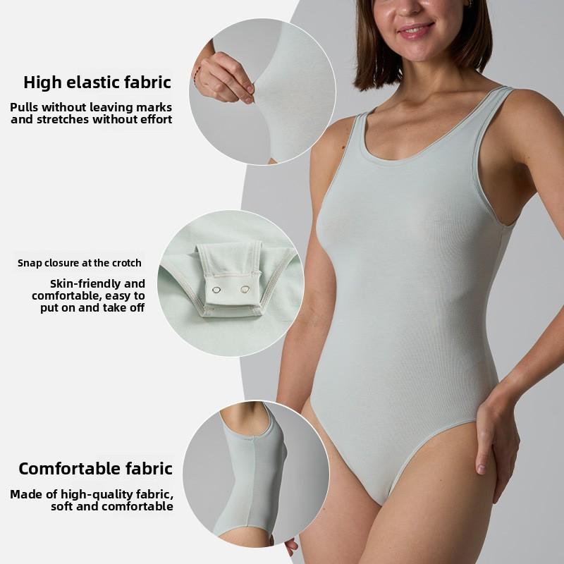 Women's Round Neck Bodysuit Vest Yoga and Fitness Bodycon Bodysuit