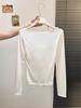 Korean Style Lace Patchwork Faux Two-Piece Long Sleeve T-shirt for Women - Autumn/Winter Spicy Girl Inner Base Layer Top