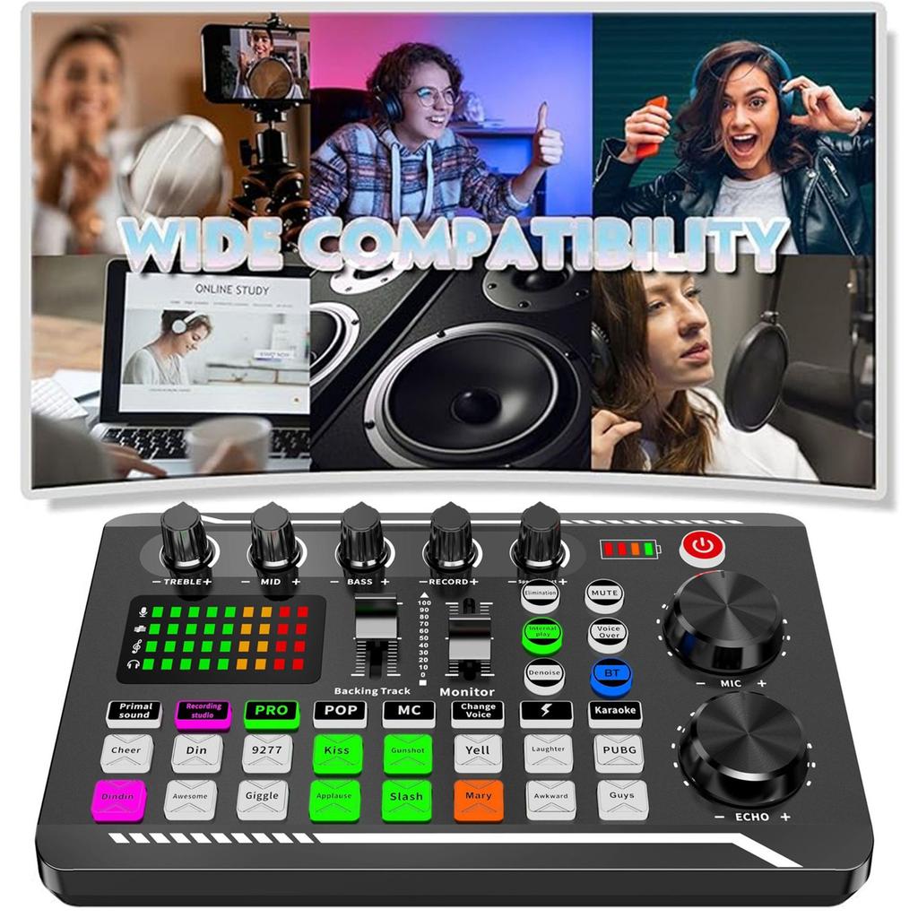F998 Professional Mixer Live Streaming Equipment Podcast Equipment 3 4 Mobile Phones For Simultaneous Live Streaming One Click Noise Reduction Used F