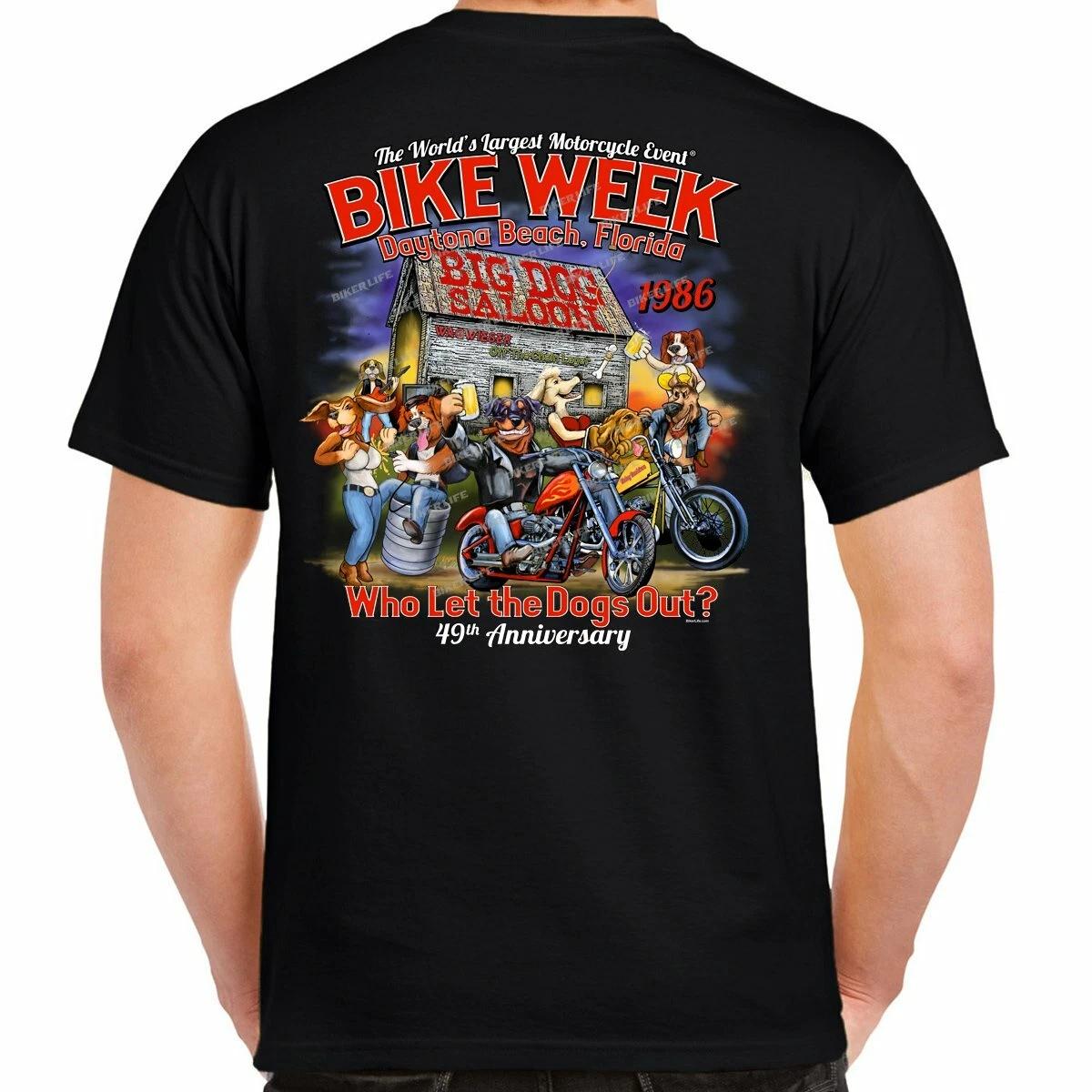 Nostalgia 1986 Bike Week Daytona Beach Who Let The Dog s Out T-Shirt XXXXL