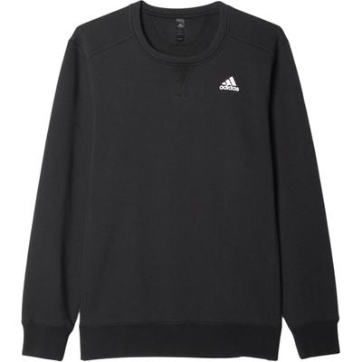 Essential Crew Sweatshirt Fleece Sports Casual Knit Round Neck Pullover Long Sleeve Men Sweatshirt Black AY5504