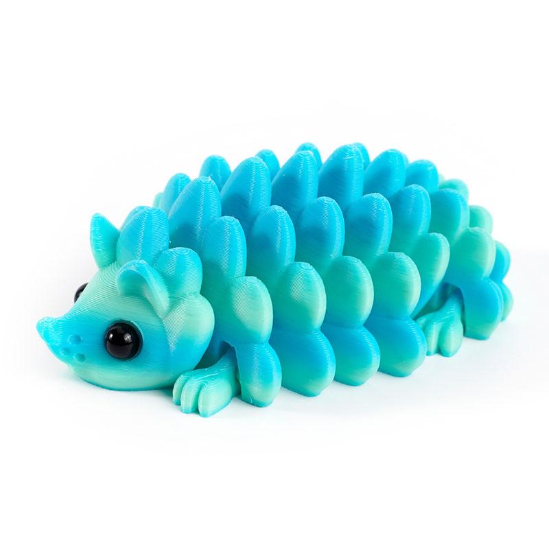 3D-gedruckte Igel-Figur - Vielseitige Innen- & Außendekoration für Zuhause und Schreibtisch, Sammlerstück, Kegelspielzeug, Bewegliche niedliche Figur (Sea Blue,7.5CM)