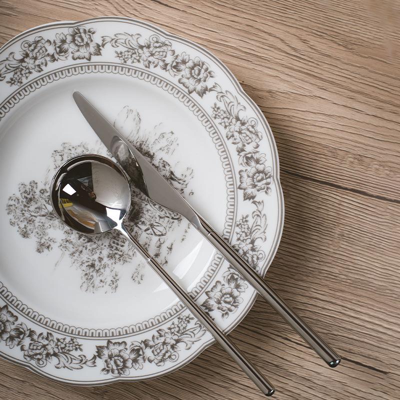 Piatto in ceramica grigia vintage, stile europeo, piatti per cibo occidentale, piatti da portata, piatti per dolci, arte per la casa, stoviglie