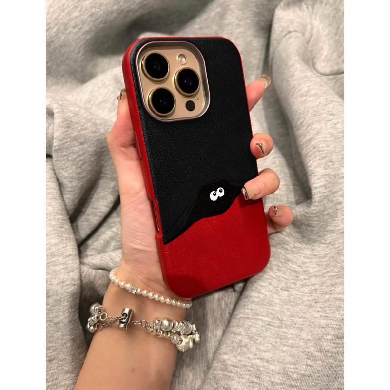 Hidden anti-fingerprint briquettes Suitable for 16promax mobile phone case iPhone lychee pattern protective cover apple 16e