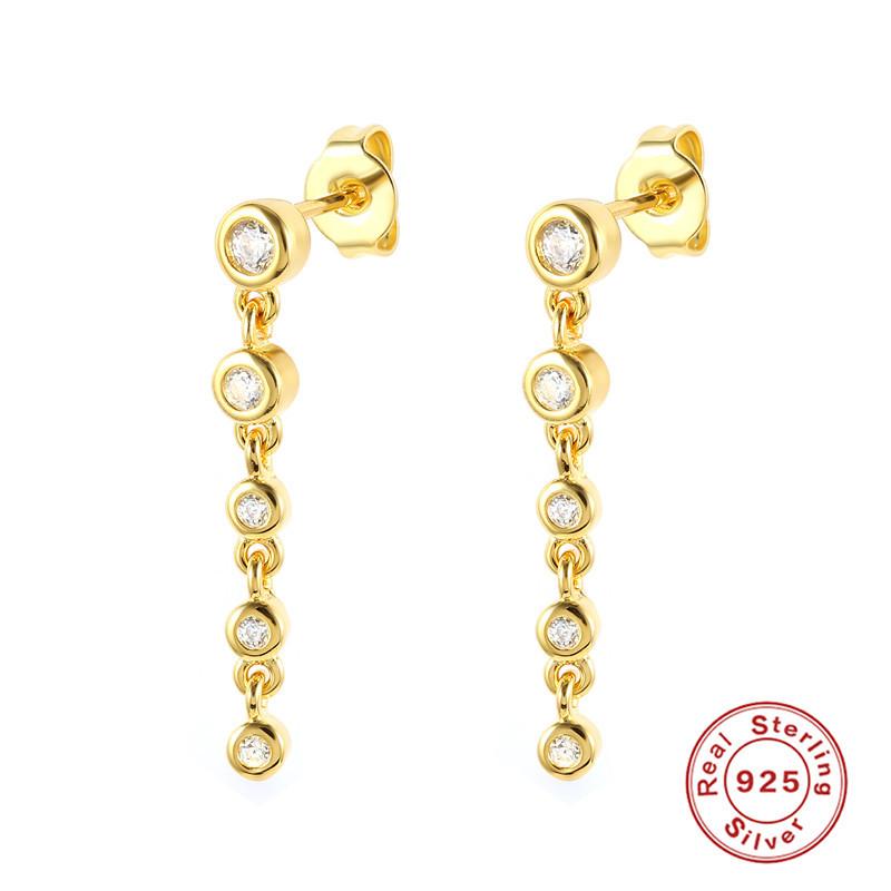 

Серьги-цепочки из стерлингового серебра S925 с бриллиантами, застежки-пряжки, самые продаваемые модные серьги-цепочки 925 Silver