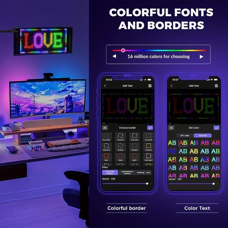 23.4''x4.72'' Devil's Eye LED Light Truck Dynamic Eye Light Car Display Screen Car Stickers Decorative Emoji Light for Trucks