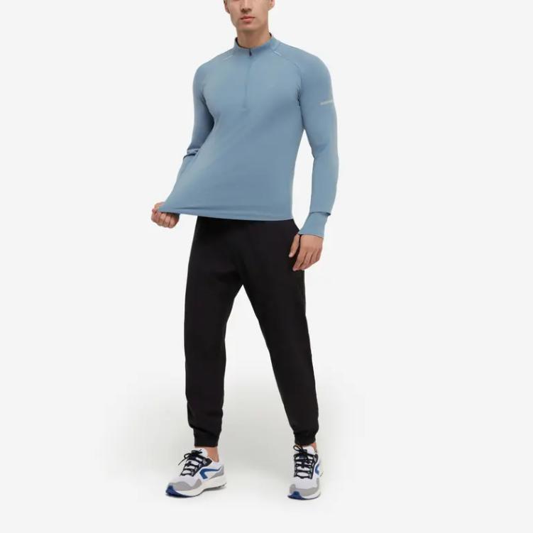 Decathlon KIPRUN 500 Series Sweat-Absorbing and Quick-Drying Maritime Airlines Breathable and Comfortable Long Sleeve T-Shirt Men's Washed Denim Blue