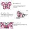 BAMOER Authentic 925 Sterling Silver Pink Butterfly Ear Studs Plated Plarinum Piercing Stud Earrings for Women Fine Jewelry Gift