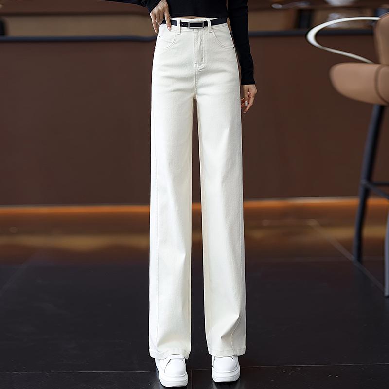 

Women s 2025 High-Waisted Dark Blue Straight-Leg Jeans - Slim Fit, Wide-Leg, Casual Spring & Autumn Pants XXL