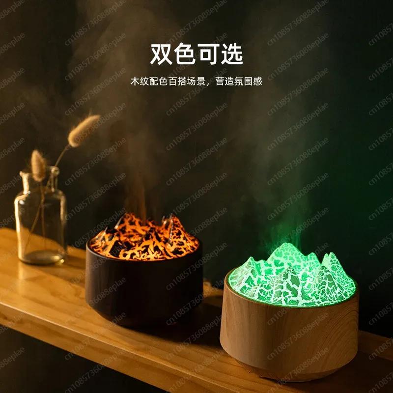 New Creative Volcano Lava Aromatherapy Machine, Household Colorful Flame Aromatherapy Machine USB Humidifier Essential Oil