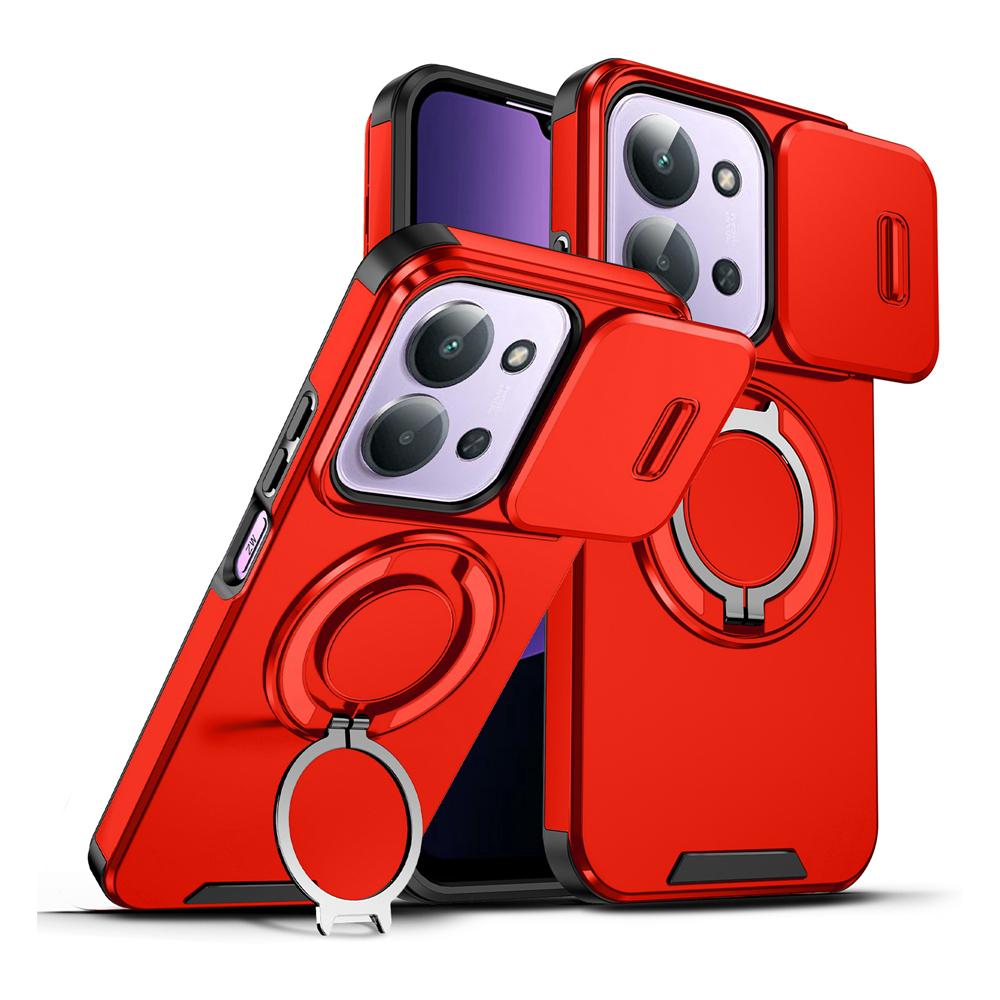 KEYSION 360° Ring Stand Phone Case for Redmi 15C 171 173mm Slide Camera Protection Magnetic Shockproof Cover for Xiaomi POCO C85