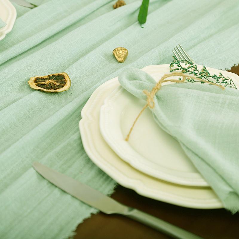 24pcs 32X32CM Sage Green Napkins Handmade Gauze Cotton Cloth Rustic for Weddings Party Baby Shower Banquet Christmas Decorations