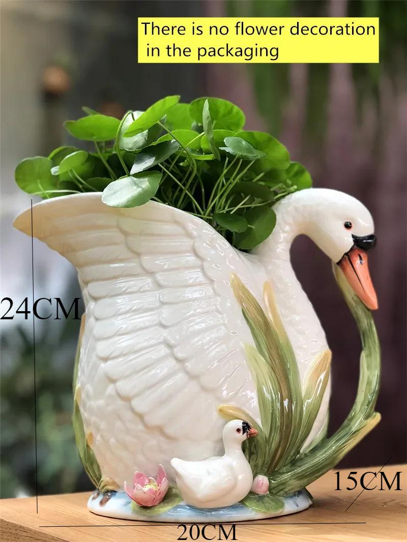 

Керамика WSHYUFEI Ваза в виде лебедя Свадебный подарок Цветочный горшок Украшения для дома Украшения для дома Изделия ручной работы Фигурки животных для гостиной