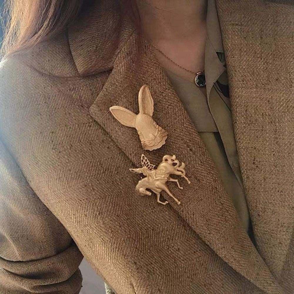 Enamel New Year Brooches Rabbit Year Badges Pin Rabbit Brooches Korean Pin Metal Brooches