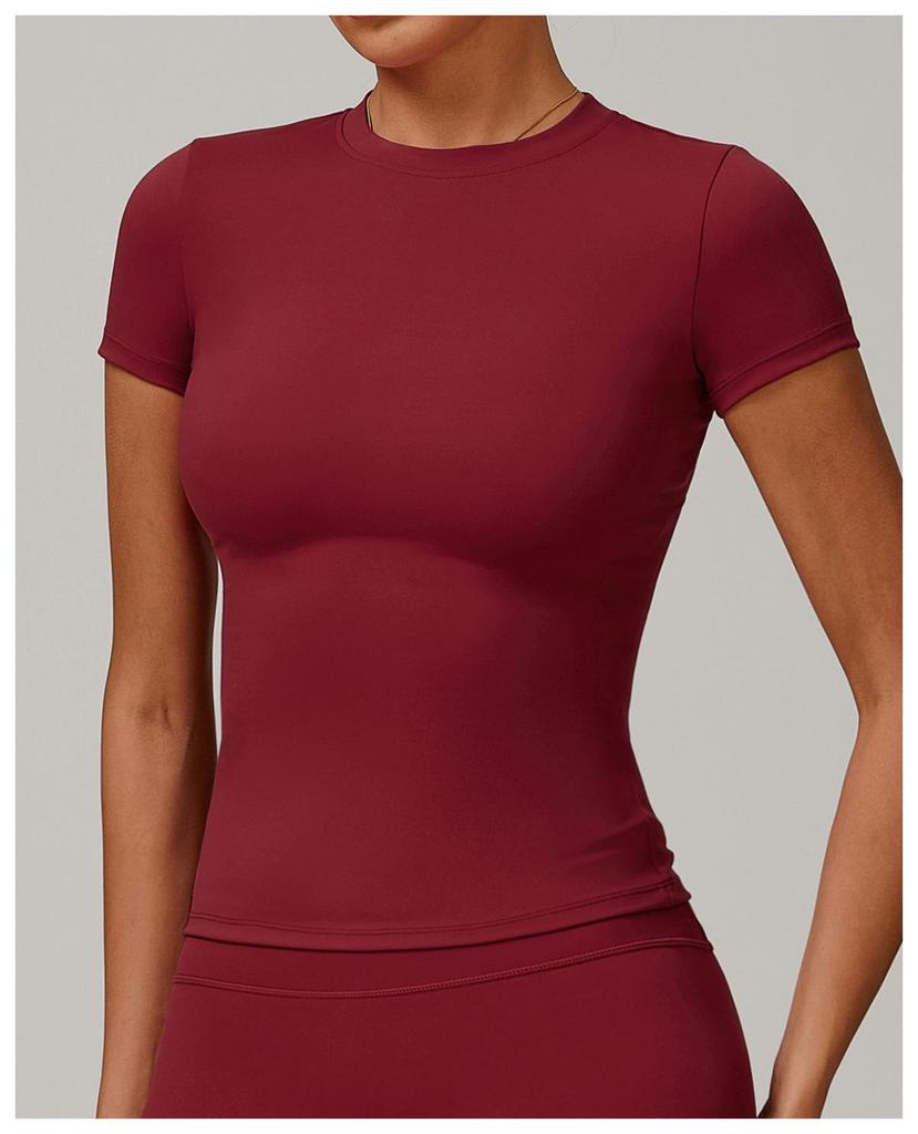 Top de fitness pentru yoga și alergare cu mânecă scurtă pentru femei, cu uscare rapidă