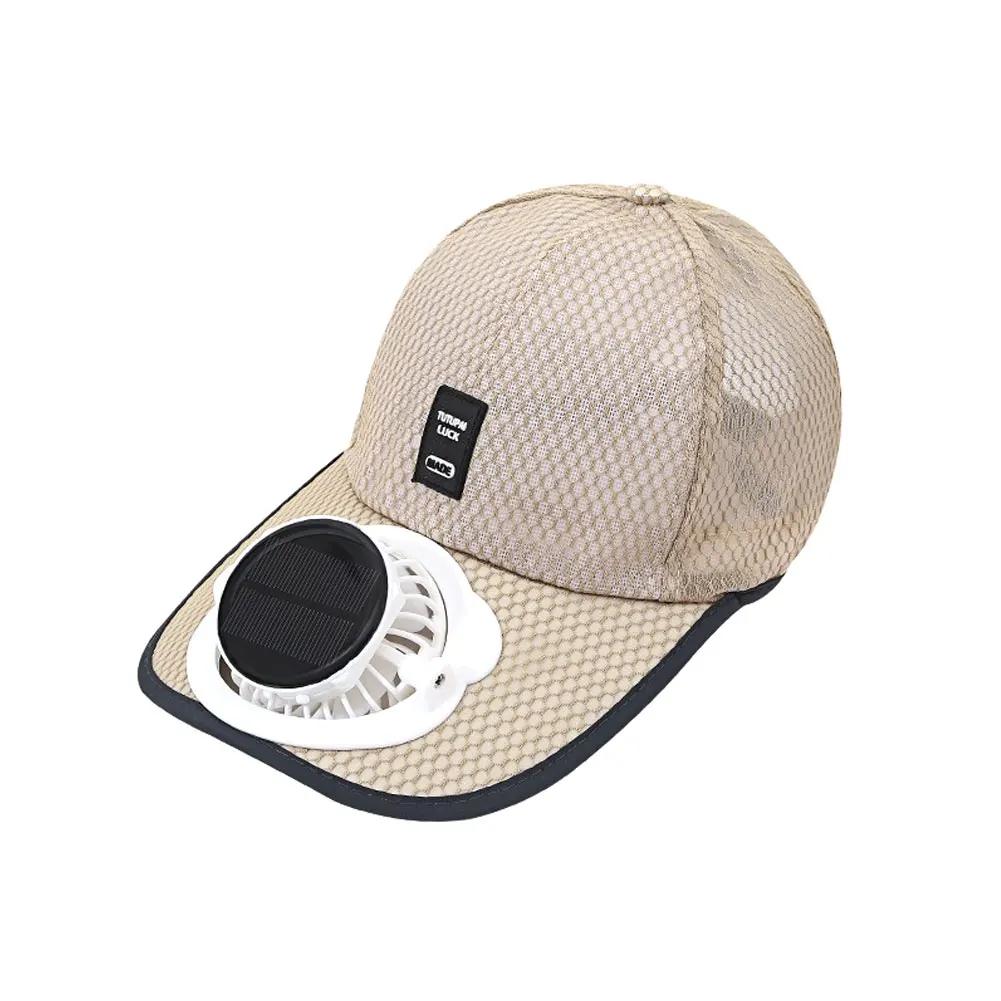 Solar Powered Cooling Cap with Fan Summer Breathable Mesh Sun Visor Hat Sun Protection Outdoor Hat USB Rechargeable Cooling Cap