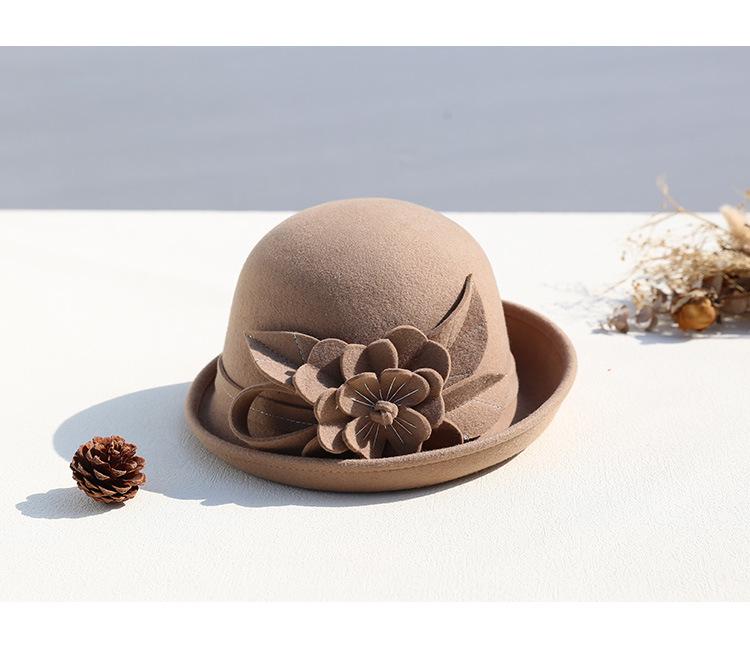 Women's Retro Wool Felt Bucket Hat - Elegant Folded Brim for Autumn/Winter