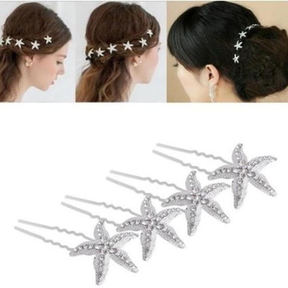 5/10PCS Fashion Cute Elegant Woman U-shaped Starfish Hair Clip Pin Wedding Bride Girl Pin Hair Comb Hair Ornaments