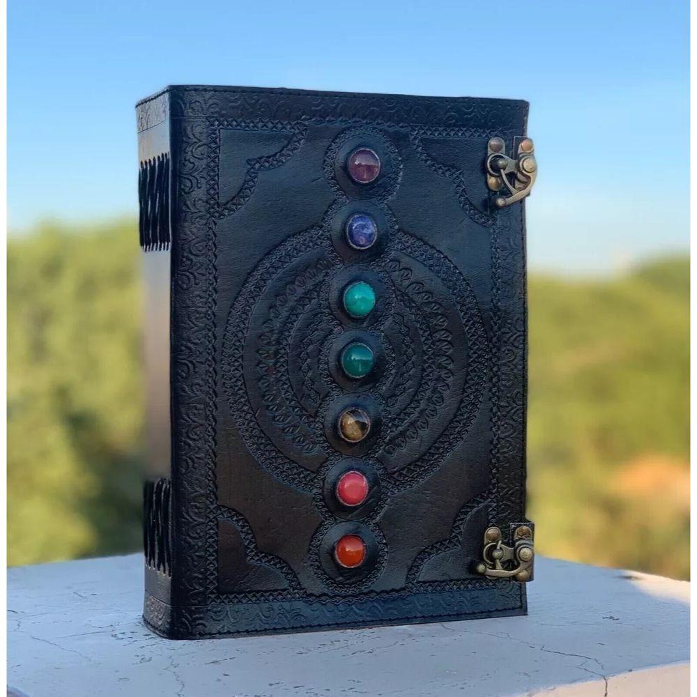 Extra Large 620 Page Embossed Seven Stone Leather Journal Unlined Notebook