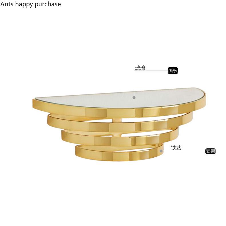 Metal Wall Shelf Nordic Style Gold Glass Mirror Creative Wall Decoration Bedroom Living Room Bathroom Storage Rack