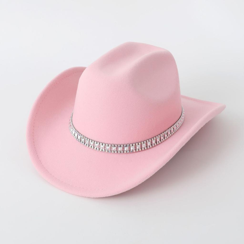 Panama top hat European and American western cowboy top hat three-dimensional colored diamond wedding ball jazz hat felt hat