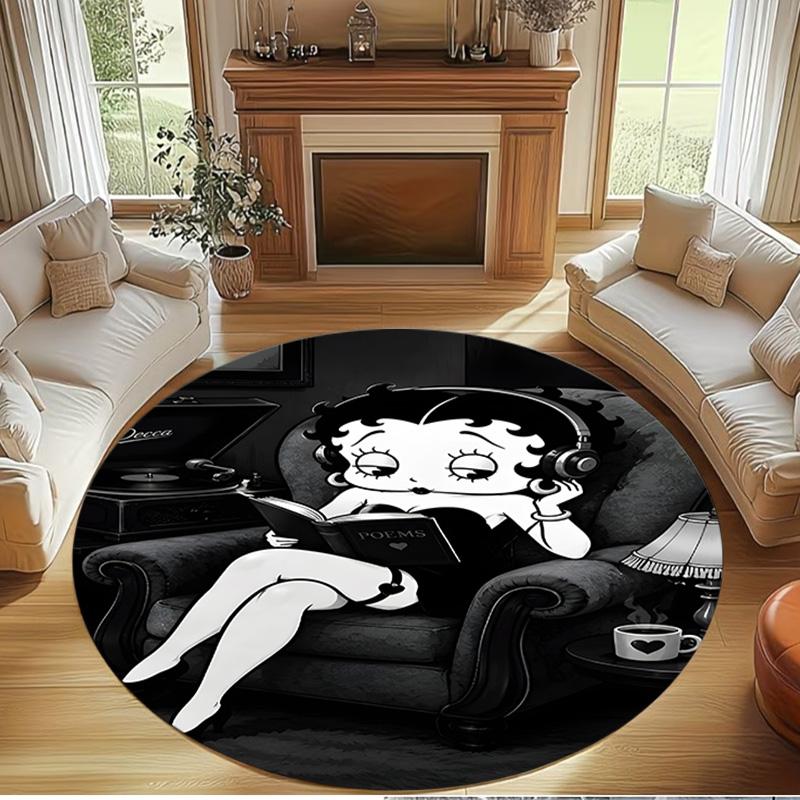 Betty Boop Print Round Rug, Washable Floor Carpet, For Entryway Dorm Laundry Room Office Study, Home Decor Birthday Christmas Gift