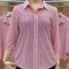 Fashion Loose All-match Striped Printed Shirt Summer Women's Clothing New 3/4 Sleeve Casual Turn-down Collar Buttons Blouses