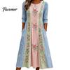 Fashionable Vacation Dresses for Ladies Long Sleeve Floral Dress, Women Cottagecore Waist Cinching Casual Autumn with Sleeves Midi Dress Street Party