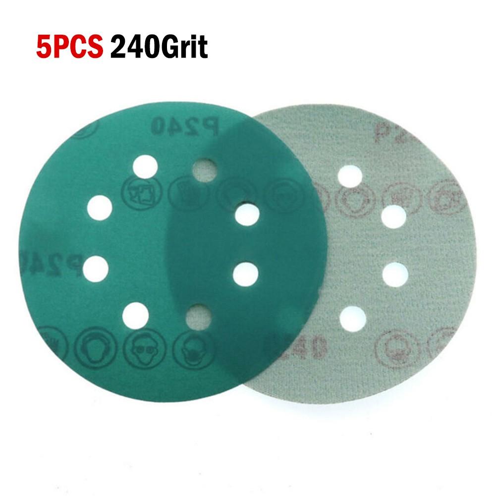 5Inch 8Hole Sanding Discs& Wet Dry PET Film Green Sandpaper Polishing