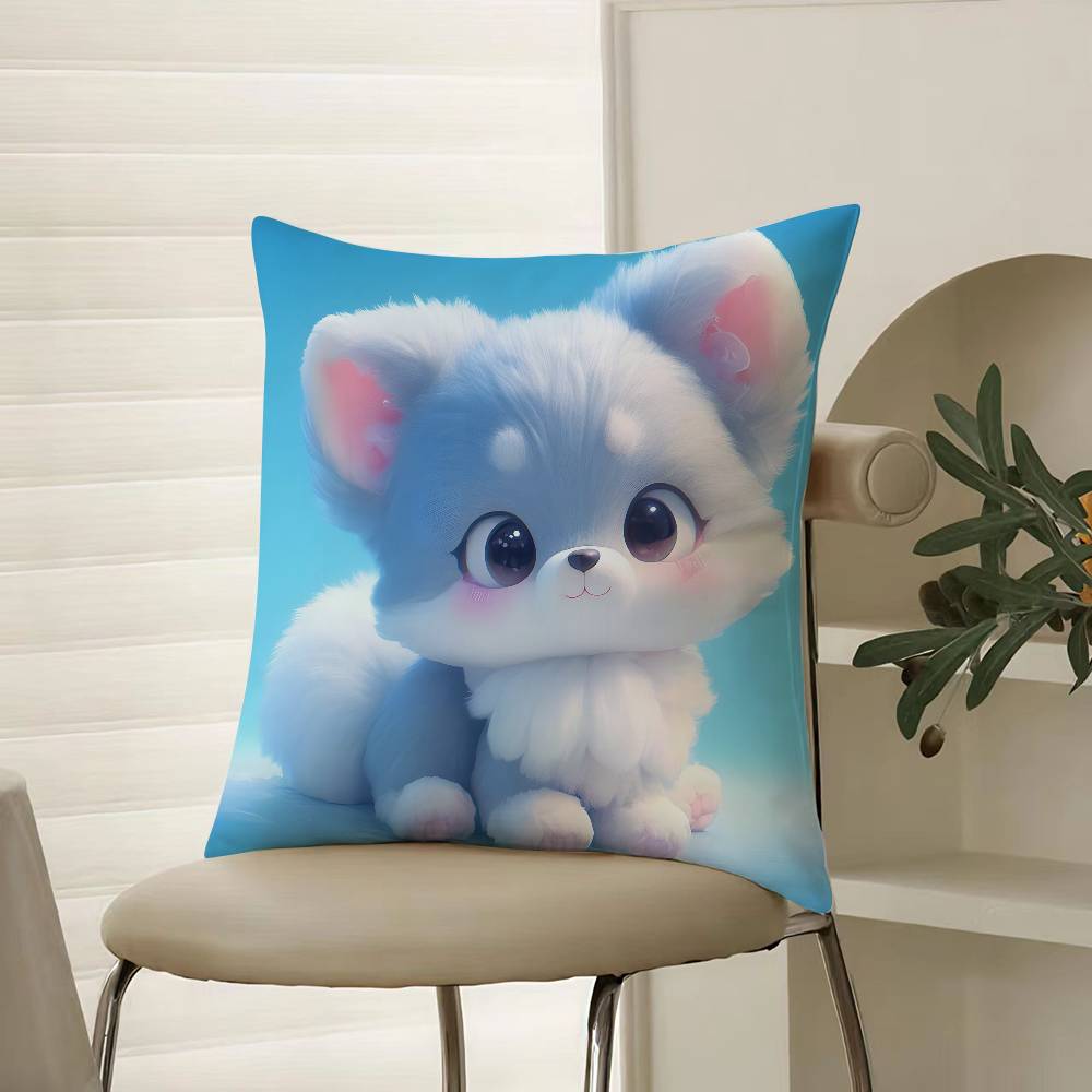Cute Cured Animals Pictures Lovely Pillow Case Comfort Sofa Bed Silky Elegant Invisible Zipper Decorative Cushion Cover