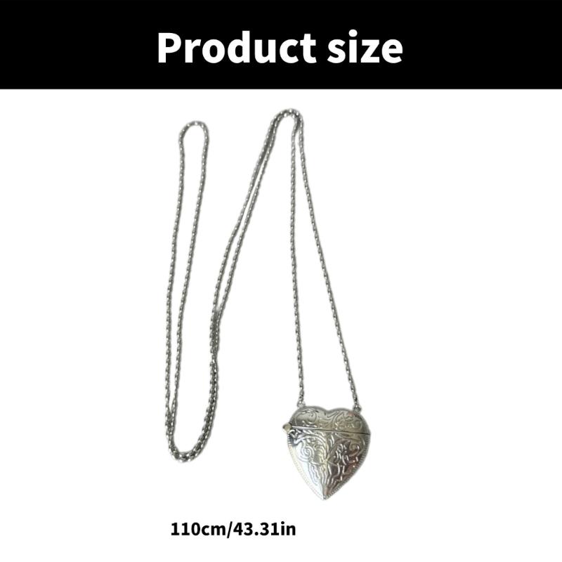 Trendig Lång Kedja Axelväska Kärlekshjärta Formad Hänge Halsband Justerbar Längd Choker Smycken för Modeälskare