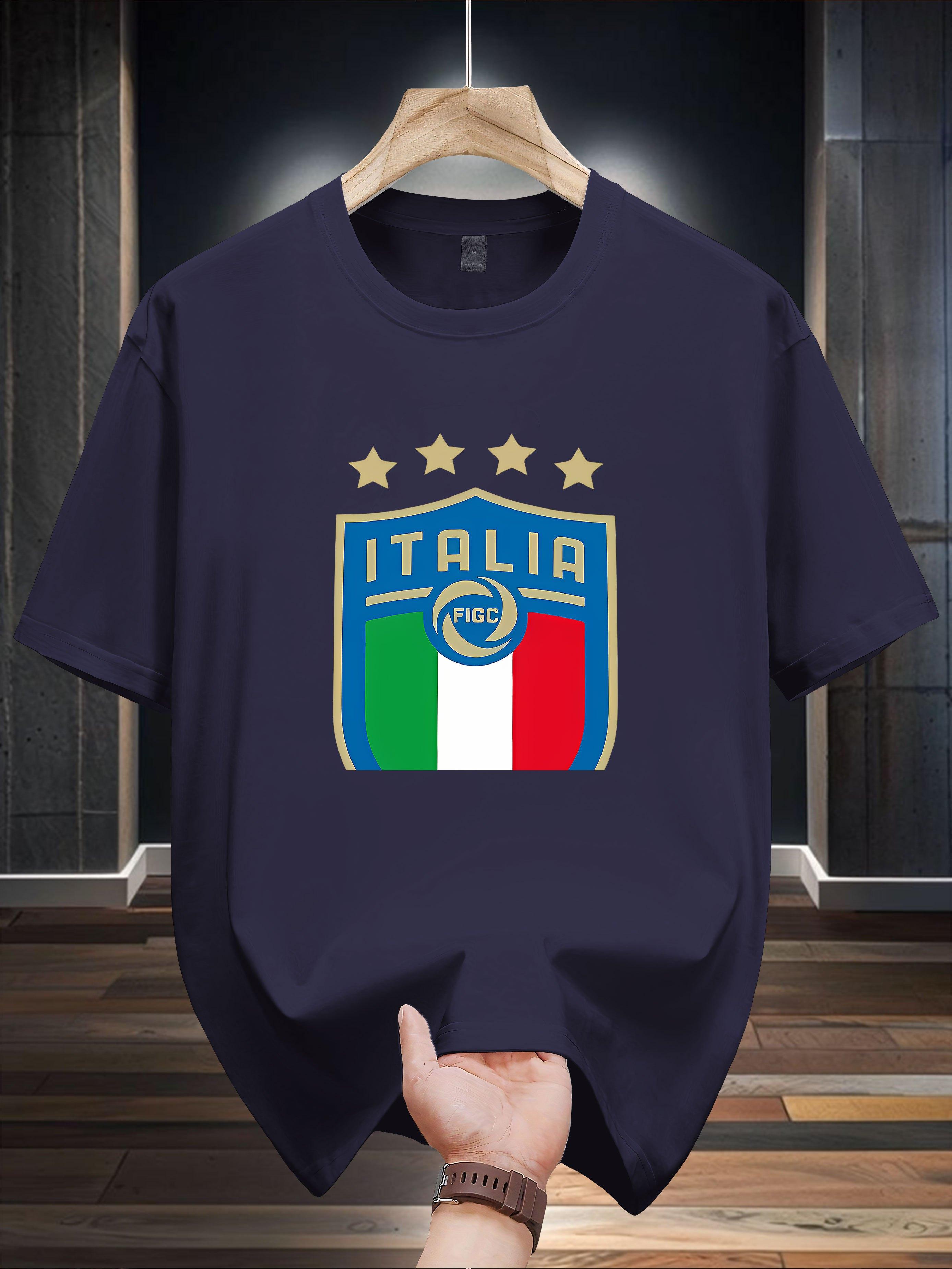 

Niuwang Selection 200g 100% Cotton Short Sleeve T-shirt - Black Italia Graphic Print with National Colors XXL
