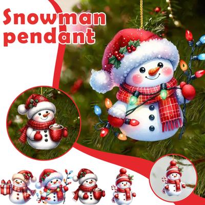 Christmas Acrylic Decorations, Acrylic Flat Christmas Tree Hanging Ornaments, Double Side Printed Pendant For Tree / Car / Backpacks 2D Flat