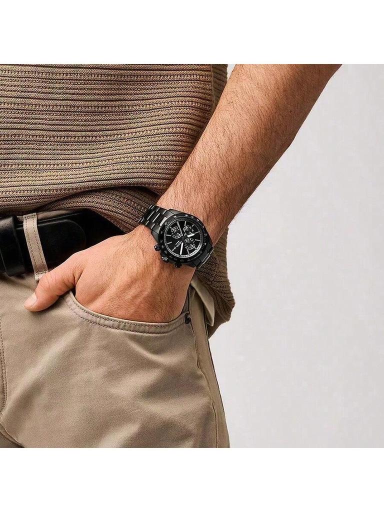 Gent's Chronograph Watch with Multi-function Dial, Tachymeter, and Pulse Scale, Vintage Racing Style BQ2875