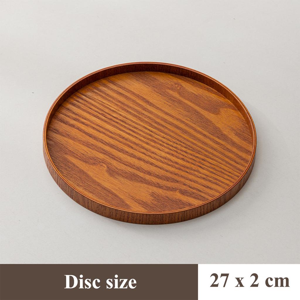 Round Wooden Serving Tray – Multipurpose Plate for Steak, Sushi, Dessert, Salad, Kitchen and Restaurant Tableware