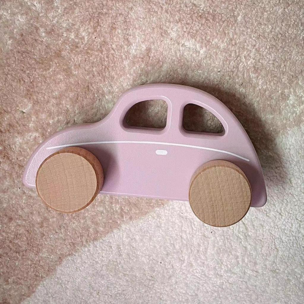 Wooden Inertial Pull-Back Car: Infant Early Education Push & Grasp Camping Car
