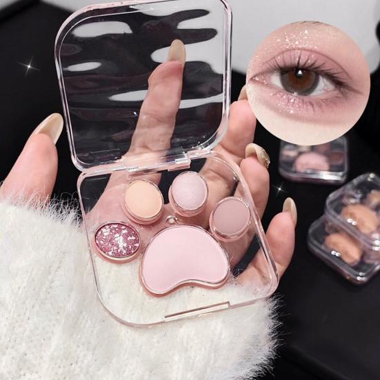 Palette di ombretti Cat Paw Eye Shadow 5 colori Shimmer Matte Natural Nude Lunga tenuta Waterproof High Pigment Ombretto da donna Prodotti per il trucco degli occhi