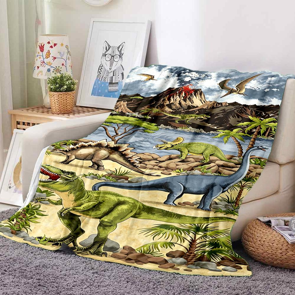 1Pc Dinosaur World Adventure Blanket Soft And Comfortable Casual Warm Camping Travel Christmas Halloween Xmas Gift M928347