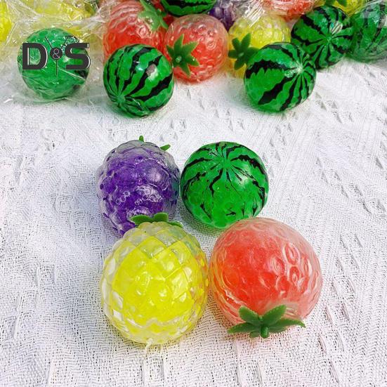 Bead Filled Fruit Squeeze Toy Stress Relief Strawberry Grape Watermelon Pineapple Pinch Sensory Fidget Toy Kids Adults Soft TPR Calming Stress Ball