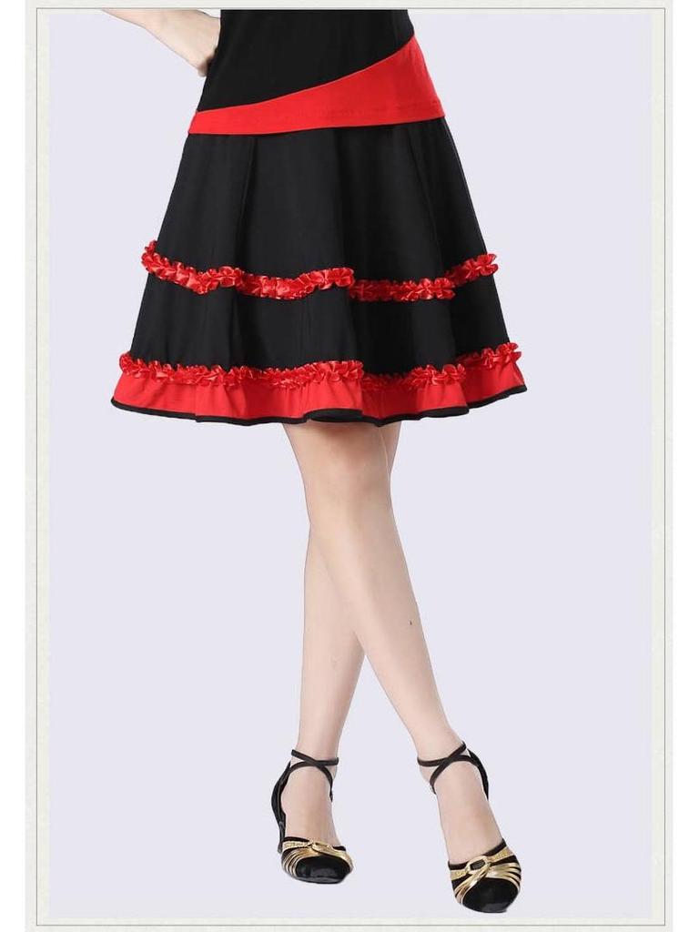 2025 Dame Sommer Latin Kort Firkantdans Skjørt Kostyme