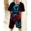 Summer New Comfort Boys Casual Horror Skull 3D Printed Comfort Multi-functional Short-sleeved T-shirt and Shorts Set