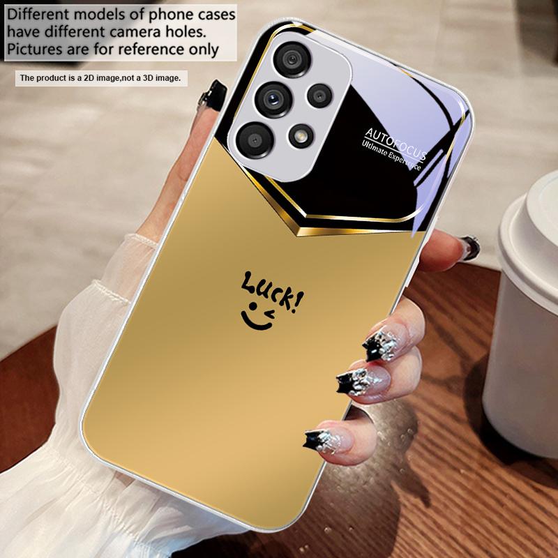 Light Purple Happiness For Samsung S 25 S25 Edge S25Ultra S8 9 S10 20 U Ltra S21 Pro S22 Plus S23 FE S24 Ultra Glass Phone Case