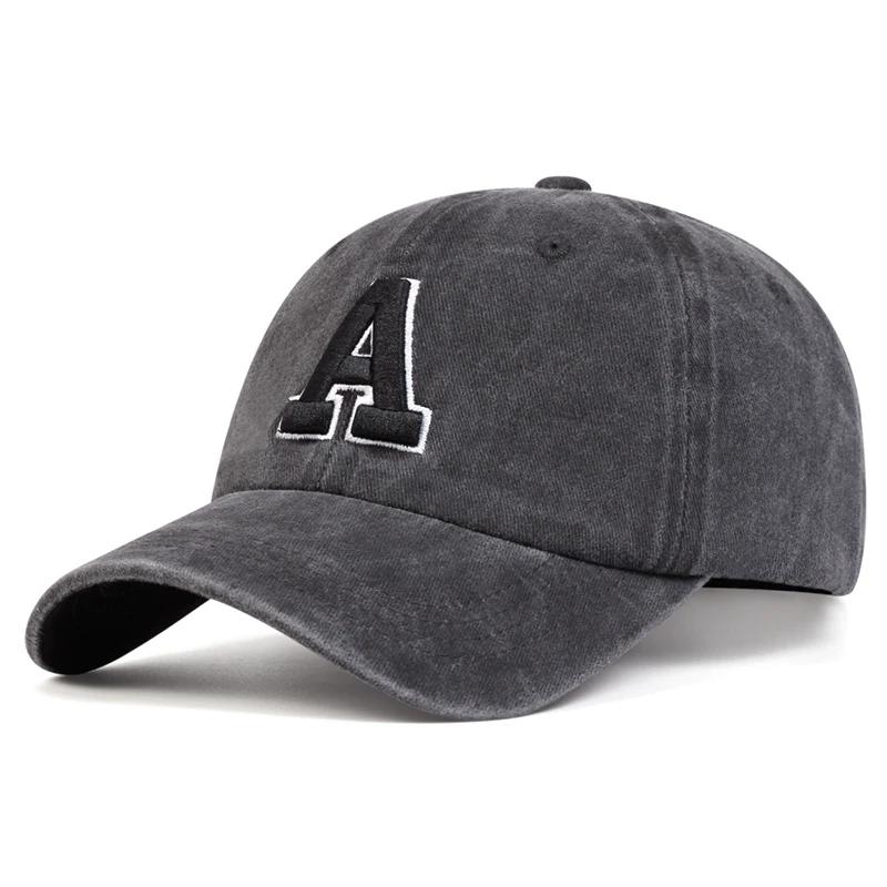 Unisex A Letter Embroidery Wash Baseball Caps Spring and Autumn Outdoor Adjustable Casual Hats Sunscreen Hat Sports Cap
