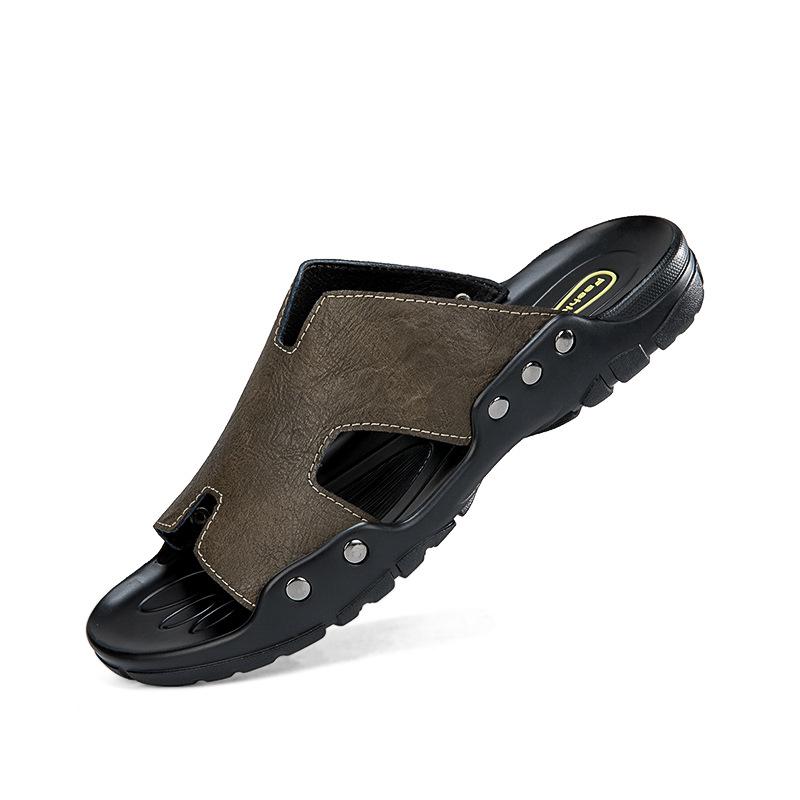 Men s Summer Breathable Cowhide Flip-Flops – Korean Style Open-Toe Beach Sandals 45